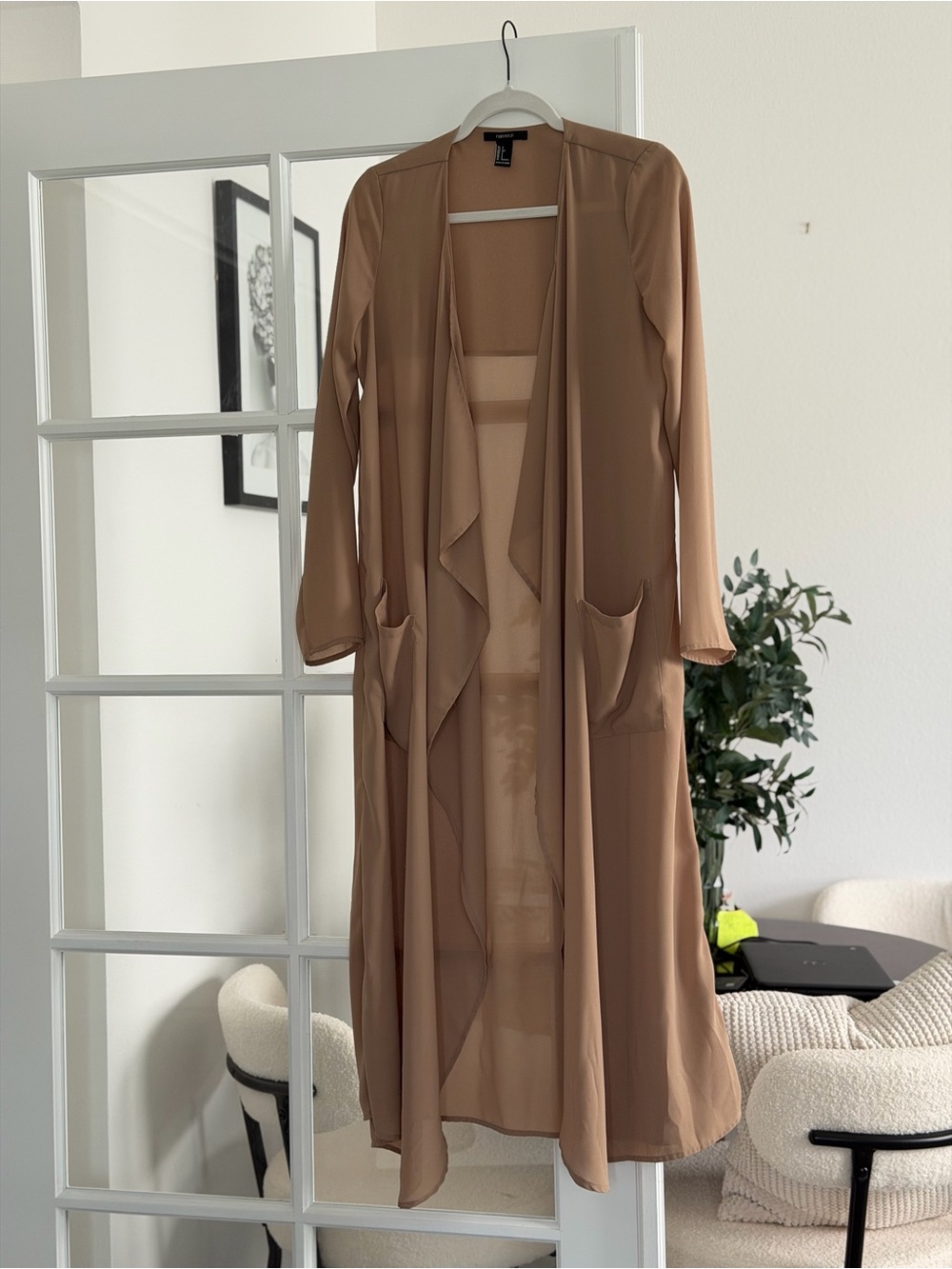 Forever 21 Tan Open-Front Duster Robe